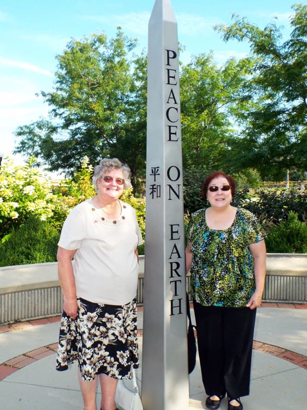 Mary Lou & Kettering, UK Friend Margaret Talbot at Friendship Force Peace Pole