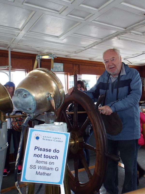  Bill at Helm of Steamship Mather at Cleveland Science Center