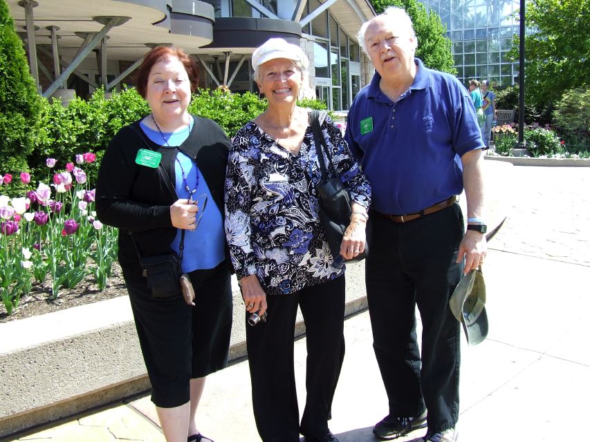 Mary Lou, Peg Stanitzek, and Bill in the Children's Garden at Meijer Gardens and Sculpture Park