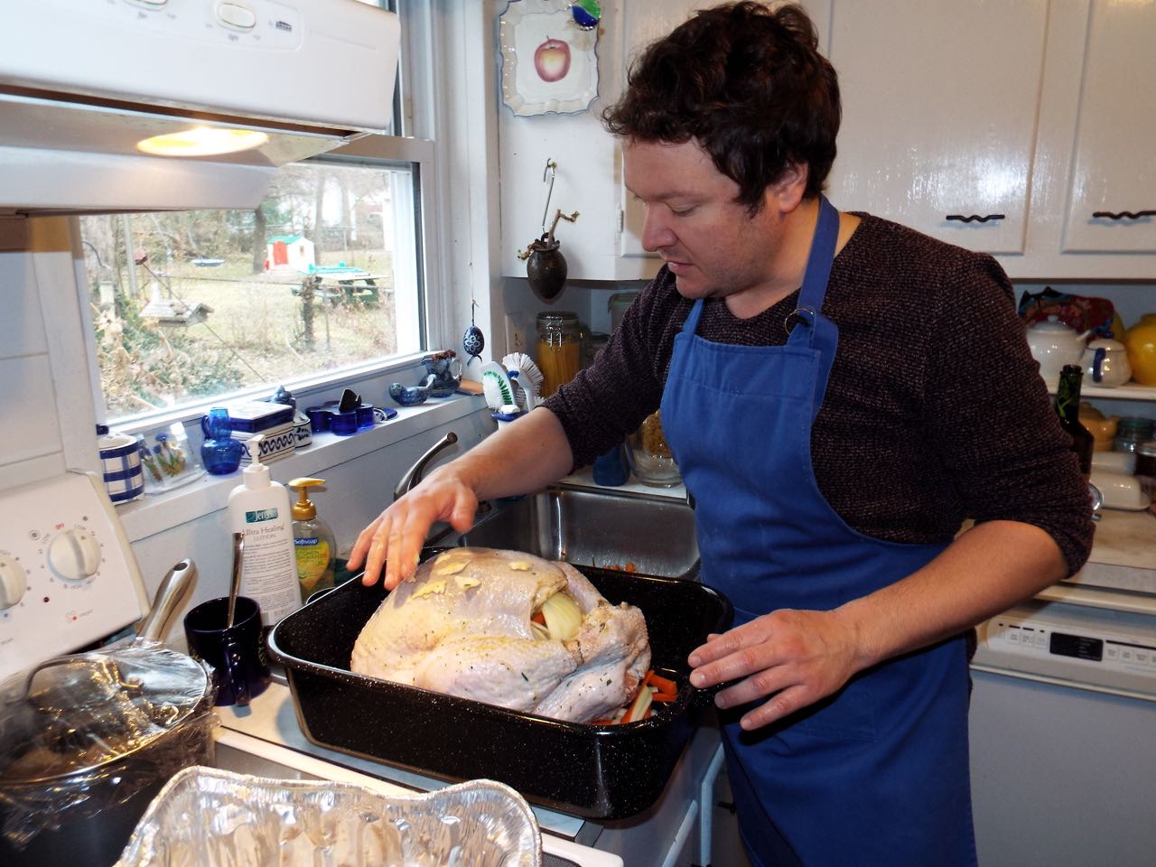 Ben's Hands Over the Turkey